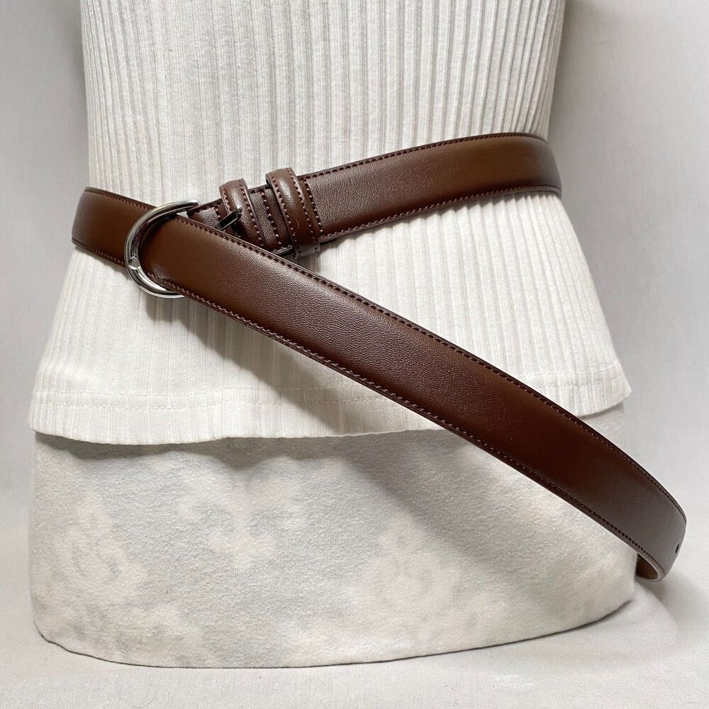 💎Falari Mens Belt XL 42-44 Carob Brown 100% Genuine Leather Double Loops